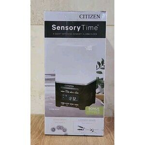 New CITIZEN Sensory Time Scent Diffusing Sensory Alarm Clock #CC1038 Wood 2 Oils
